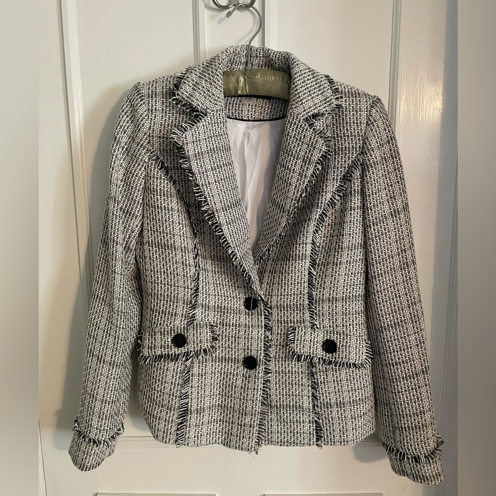 Karl Lagerfeld Paris Tweed Blazer Women’s 4 Black and White